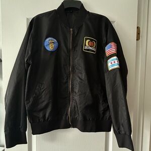 Lollapalooza Music Festival Chicago Black Nylon Bomber Jacket